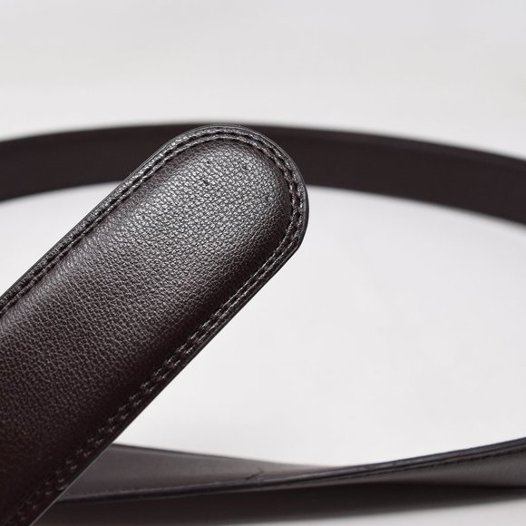 Faux Leather Belt Men 61 65 Brown Career Professional Silvertone Buckle Preppy - Picture 8 of 12